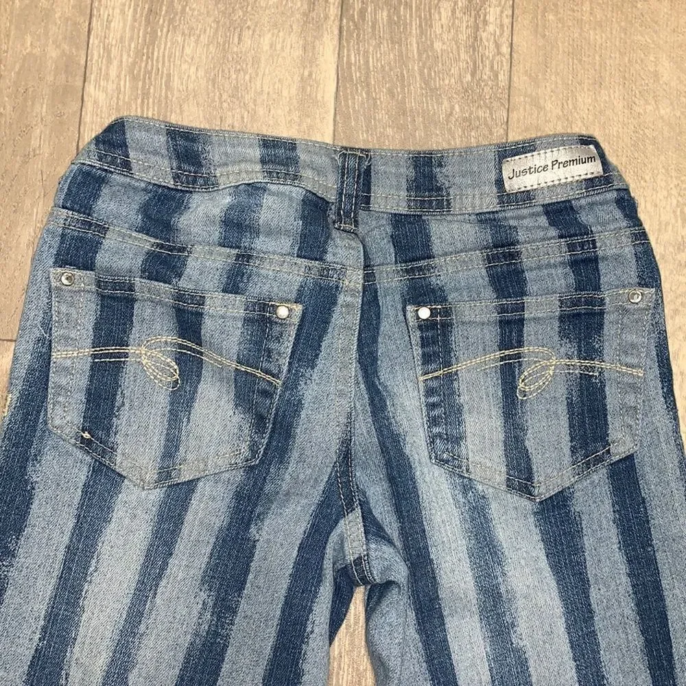 Girls Justice Premium Striped Straight Jeans‎